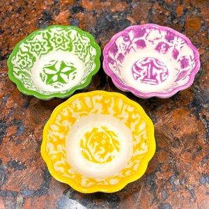 Three condiments bowls tiny for sauces handmade